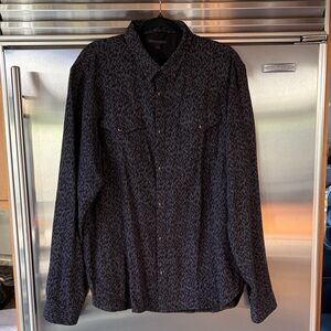 NWOT John Varvatos Marshall Charcoal Patterned Snap Button Long Sleeve Shirt